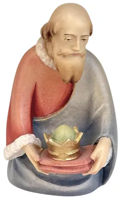 König Balthasar aus Holz, handbemalt, 12 cm, Krippenfigur