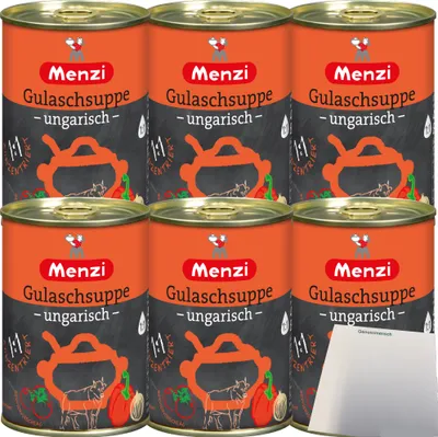 Produktbild von Menzi ungarische Gulaschsuppe Konzentrat 1zu1 6er Pack (6x400ml Dose) + usy Block