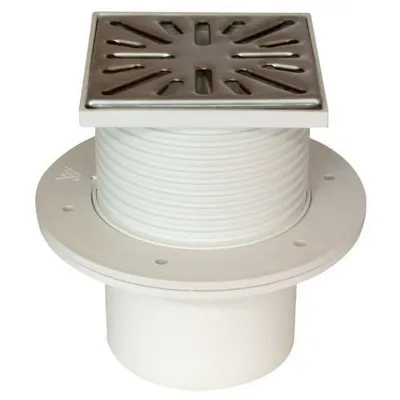 Zdjęcie produktu dla Dolny wlot podłogowy D 110 mm, kołnierz, krata ze stali nierdzewnej SUN, biały, ENPRO