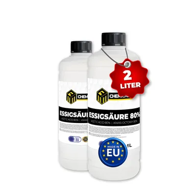 Produktbild von MRM CHEMICALS Essigsäure 80 % – 2 × 1 L Essigessenz in Lebensmittelqualität
