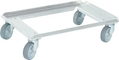 Produktbild von Transportroller/Logistikroller aus Edelstahl für Behälter 600 x 400 mm oder 2x 400 x 300 mm, offenes Deck, Tragkraft 250 kg