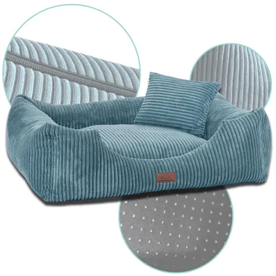 Produktbild von Adgo Tierbett Hundebett Hundekissen mit Rand, waschbar bei 40 Grad, für Hunde und Katzen, 100% Polyester, Größe L: 70 cm Länge, 80 cm Breite, 20 cm Höhe