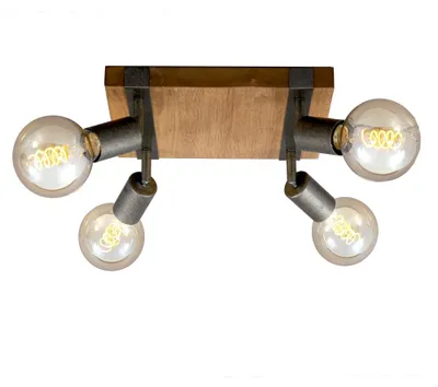 Immagine prodotto di Faretto orientabile e girevole 4x E27 metallo-legno canna Briloner