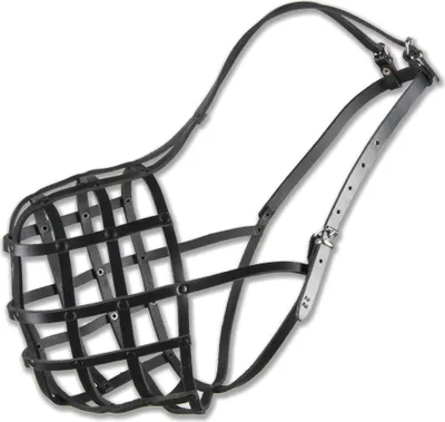 Produktbild von Maulkorb aus Leder für den Hund großer Masstiff Länge 21cm Umfang 58 cm