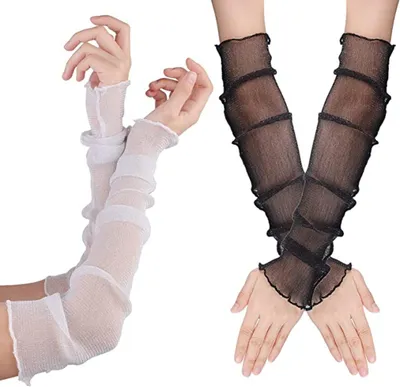 Produktbild von 2 Paar Armstulpen für Damen, kühlende Armstulpen, lang, ultradünn, fingerlos