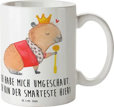 Produktbild von Mr. & Mrs. Panda Kaffeebecher Capybara König - Weiß - Geschenk, Pott, Lustige Sprüche, Keramikbecher, Tasse, Trinkbecher, Kaffeetasse