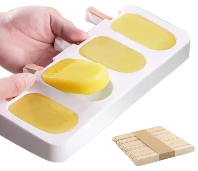 Silikon-Eisformen mit 50 Holzstielen, DIY-Eis am Stiel