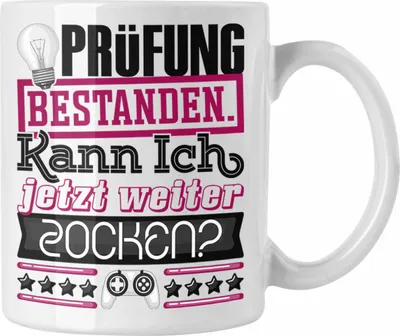 Produktbild von Trendation - Bachelor Master Prüfung Bestanden Geschenk Tasse Studium Prüfung Bestanden Kann Ich Jetzt Weiter Zocken Geschenkidee (Weiß)