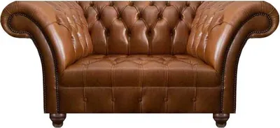 Obrázok produktu pre Hnedá dvojmiestna kožená pohovka Chesterfield z umelej kože
