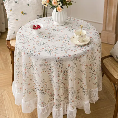 Produktbild von Französische Tischdecke im Landhausstil mit Blumenmuster für Küche, Esszimmer, Garten, Hochzeit und Party, 140 × 140 cm
