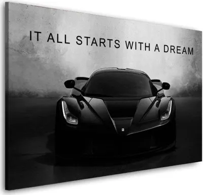 Produktbild von Motivation Sportwagen schwarz Wandbild Leinwandbild Deko Kunst XL: 150x100x4cm