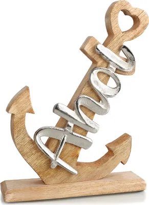 Produktbild von com-four® Deko Aufsteller Anker - Deko Schiffanker aus Holz und Metall