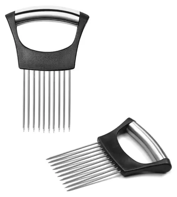Image de 2 supports pour oignons en acier inoxydable, coupe-oignons, support pour légumes, trancheuse, aide à la découpe