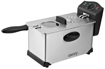 Produktbild von Camry Premium CR 4909, Heißluftfritteuse, 3 l, Einzelbild, Schwarz, Satinierter Stahl, Drehregler, Eigenständig