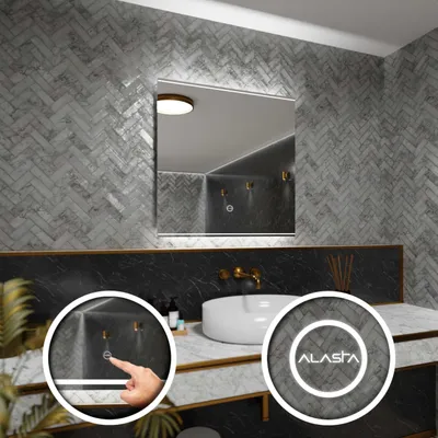 Produktbild von Badspiegel mit LED Beleuchtung und Touch-Schalter - Chicago - 70 cm, 70 cm