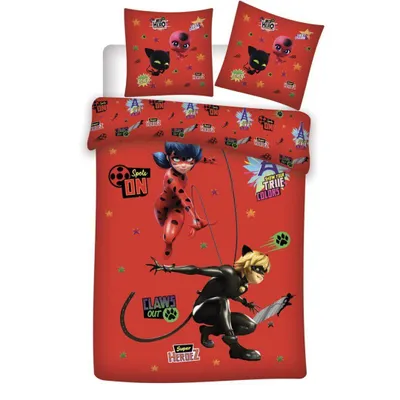 Produktbild von Miraculous Ladybug Cat Noir Kinderbettwäsche 135-140x200 cm