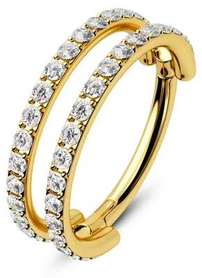 Produktbild von Doppelte Linie Helix Ohrringe - 16G Chirurgischer Stahl mit CZ