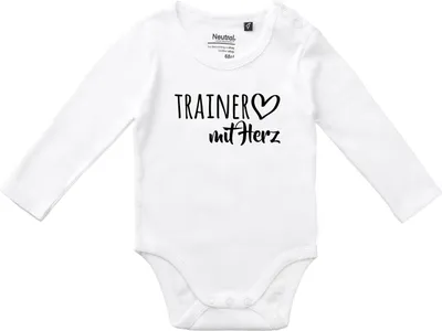 Produktbild von Huuraa Baby Body Trainer mit Herz 68 White  Baumwolle Fairtrade Langarmbody Geschenkidee