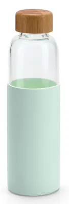 Produktbild von Wasserflasche - Glas - mintgrune Silikonhulle - 600 ml - BPA-frei