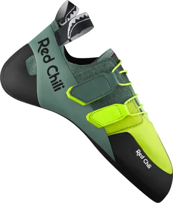 Kletterschuh Fusion von Red Chili; grün und schwarz mit Klettverschluss; ideal für Kletterer.