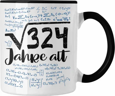 Produktbild von Trendation - 18. Geburtstag Geschenk Tasse Quadratwurzel 324 18er Lustige Idee Mathematiker (Schwarz)