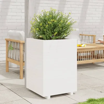 Produktbild von Möbel Pflanzkübel Weiß 50x50x72,5 cm Massivholz Kiefer - Beete 3282575