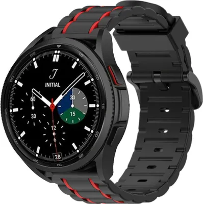 Produktbild von Strap-it Samsung Galaxy Watch 4 classic 42mm Sportschnallenband (Schwarz/Rot)