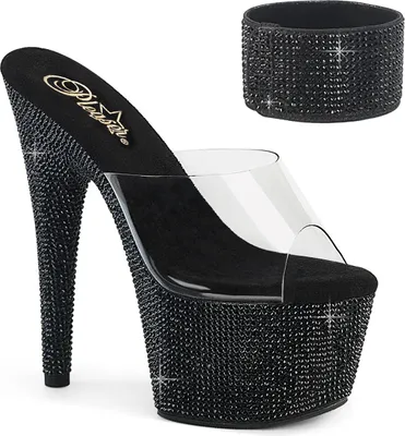 Produktbild von BEJEWELED-712RS Damen Slipper von Pleaser, Transparent Schwarz , EU 41, US 11