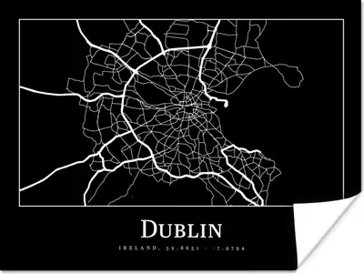 Produktbild von MuchoWow® Poster Stadtplan - Dublin - Karte 120x90 cm - Wandbild