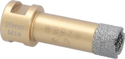 Produktbild von Diamantbohrkrone Ø 20 mm Winkelschleifer M14-Aufnahme Fliesen Feinsteinzeug Marmor Granit Keramikfliesen Steinzeug Kunststoff Tonrohr Klinkerriemchen Diamantbohrer Fliesenbohrer Trockenbohrer