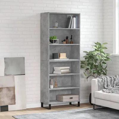Productafbeelding van vidaXL Hoge kast, betonkleur, 69,5 x 32,5 x 180 cm, houtvezelplaat