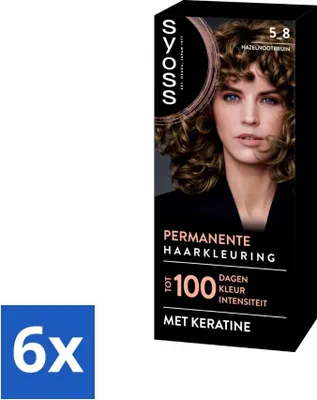 Image de SYOSS - Coloration 5-8 brun noisette - Coloration pour cheveux - Couvre les cheveux gris - Réduit la casse - Pack avantage - 6 pièces
