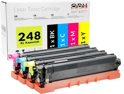Produktbild von Toner kompatibel Brother 248XL TN-248XL 4er Set BK/C/M/Y für HL-L3240CDW MFC-L3760CDW DCP-L3560CDW u.v.m. – mit Chip – hohe Reichweite