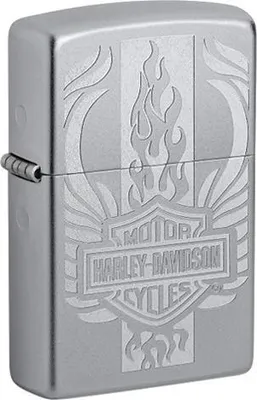 Produktbild von Zippo Benzin-Feuerzeug satin finish, Harley- Davidson Logo Flame, unbefüllt