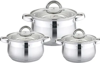 Imagen del producto de Silecomplaza, juego de cocina de 6 piezas, acero inoxidable 18/10, apto para inducción, set de ollas universal de 20/18/16 cm, juego de ollas con tapa, para uso profesional