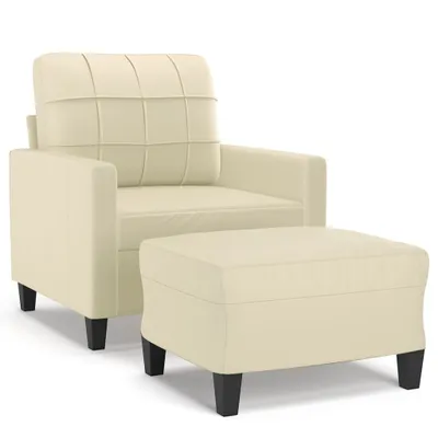 Produktbild von Sessel mit Hocker Creme 60 cm Kunstleder