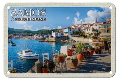 Produktbild von Blechschild Reise 18x12cm Samos Griechenland Kokkári Stadt Urlaub