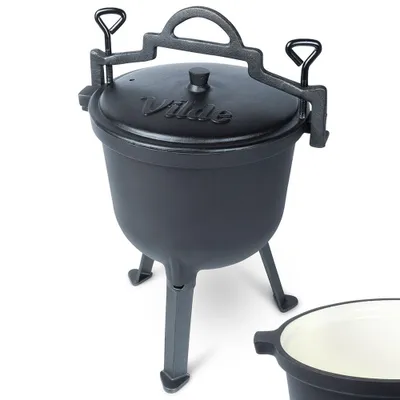 Immagine prodotto di Pentola smaltata in ghisa, pentola da caccia ungherese, arrosto, falò, 8 l