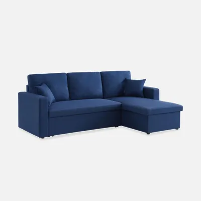 Produktbild von sweeek - 3-Sitzer Ecksofa mit Schlaffunktion - Blau