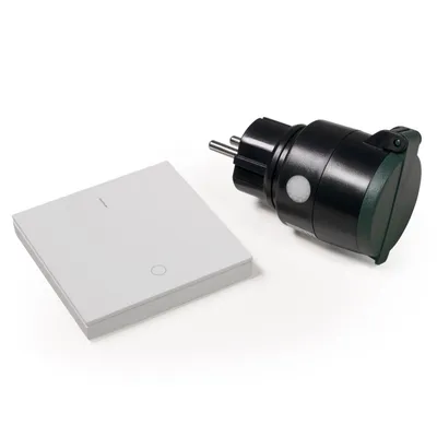 Produktbild von Funk-Schalter Set McPower "Comfort" Funk-Steckdose outdoor + Funk-Wandschalter, Dimmer max. 2300W