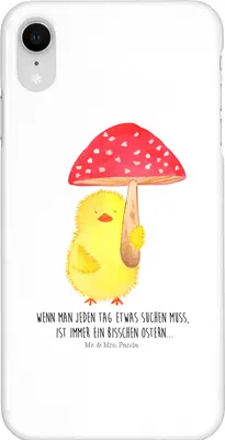 Produktbild von Mr. & Mrs. Panda Iphone XR Handyhülle Küken Fliegenpilz - Weiß - Geschenk, Glückspilz, Frohe Ostern, Handy Case, Ostergrüße, Premium Kunststoff