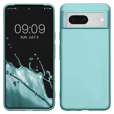 Produktbild von kwmobile Handyhülle für Google Pixel 8 Hülle - Silikon Case metallisch schimmernd - Schutzhülle Cover - Metallic Mintgrün