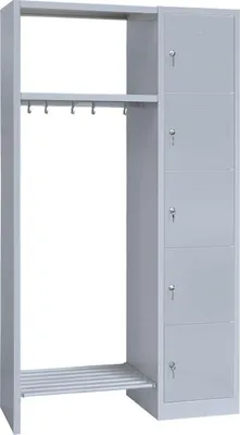 Produktbild von Schließfachgarderobe Fächerschrank Spind rechts Garderobe 5 Fächer grau 525510