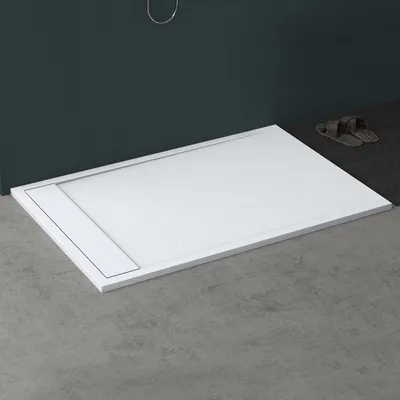 Produktbild von Mai & Mai Duschwanne 90x120x3cm Duschtasse aus Mineralguss Mineralgusswann Weiß Matt Rechteckig DIN-Anschlüsse Geoma10