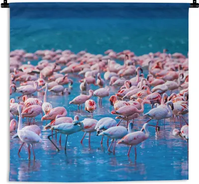 Produktbild von MuchoWow® Wandteppich Wandbehang Flamingo - Wasser - Tropisch - Rosa 60x60 cm Tapisserie Dekoration Wandtuch - Dekorationen - Wand Decke