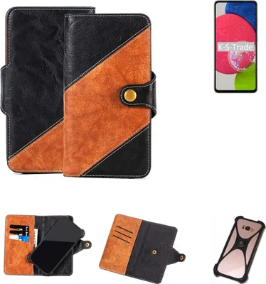 Produktbild von K-S-Trade Handyhülle Schutzhülle Bookstyle Case Wallet-Case kompatibel mit Samsung Galaxy A52s 5G Handy Cover Bumper Klapphülle schwarz hellbraun