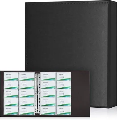 Produktbild von Visitenkartenalbum A4 mit 3 Ringen Kunstleder schwarz 600 Karten