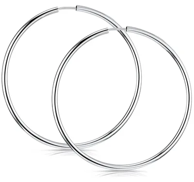 Produktbild von MATERIA Dünne Creolen 925 Sterling-Silber - Ohrringe Kreole rund leicht Damen Frauen 56mm in Etui SO-97
