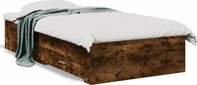 Produktbild von vidaXL Bettgestell mit Schubladen Räuchereiche 90x200cm Holzwerkstoff