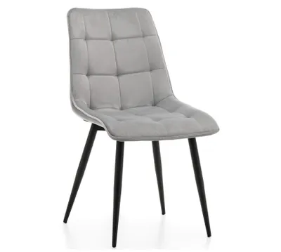 Produktbild von NEW HOME Stuhl CHIC gespolsterter Esszimmerstuhl mit Steppung - hellgrau - moderne Samt Velours Möbel
